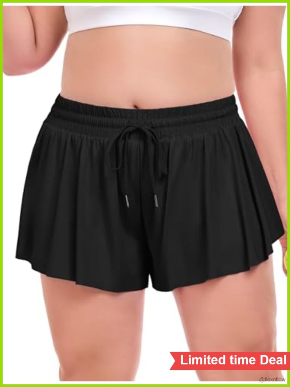 Plus Size Flowy Athletic Shorts 2 in 1 Butterfly Shorts High Waisted with